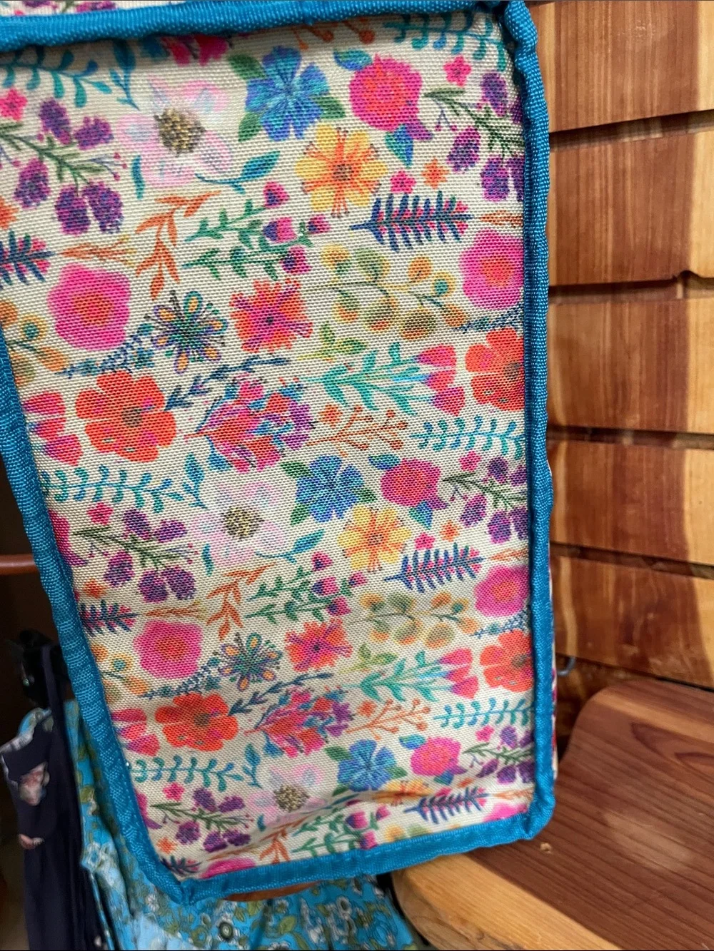 NATURAL LIFE Mimi Tote Floral Utility Tote Organizer Caddy - Teal Trim - Picture 14 of 16
